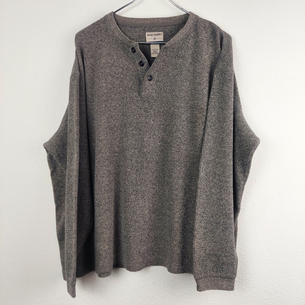 High Sierra Sweater Men Large Gray Textured Cotton Long Sleeve Pullover